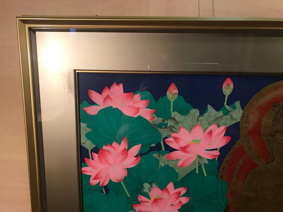 中島千波「大日如来蓮地図」リトグラフ＋エンボス技法　直筆サイン・作品証明シール有