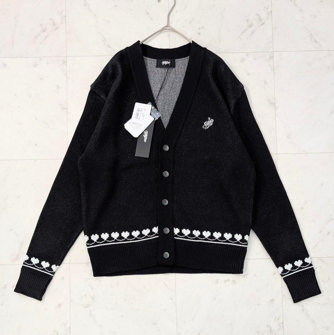 未使用★MYne ミハラヤスヒロ ハートパターンビッグシルエットカーディガン 黒
