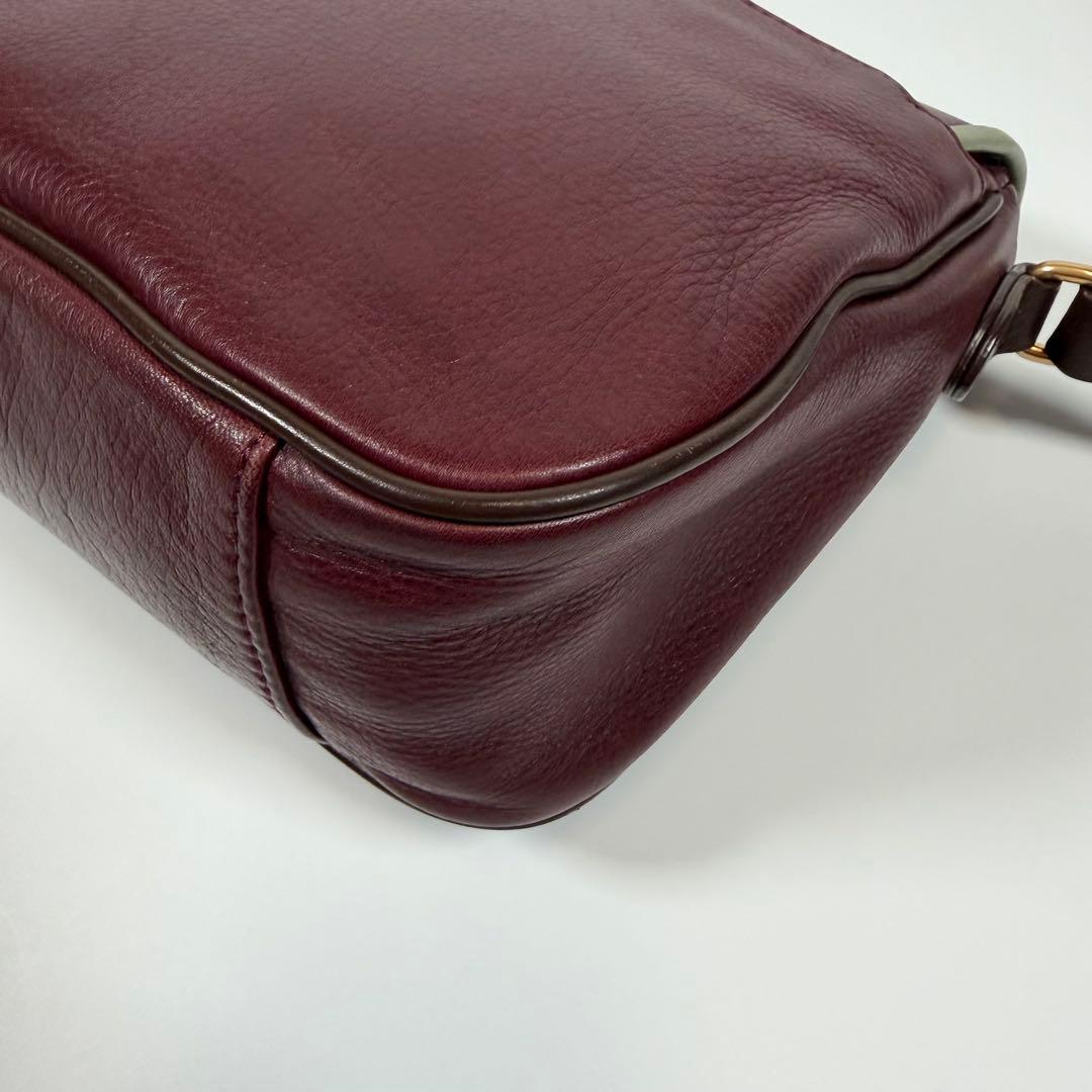 【美品】ポールスミス　ショルダーバッグ　シボ革　マルチストライプ　ボルドー