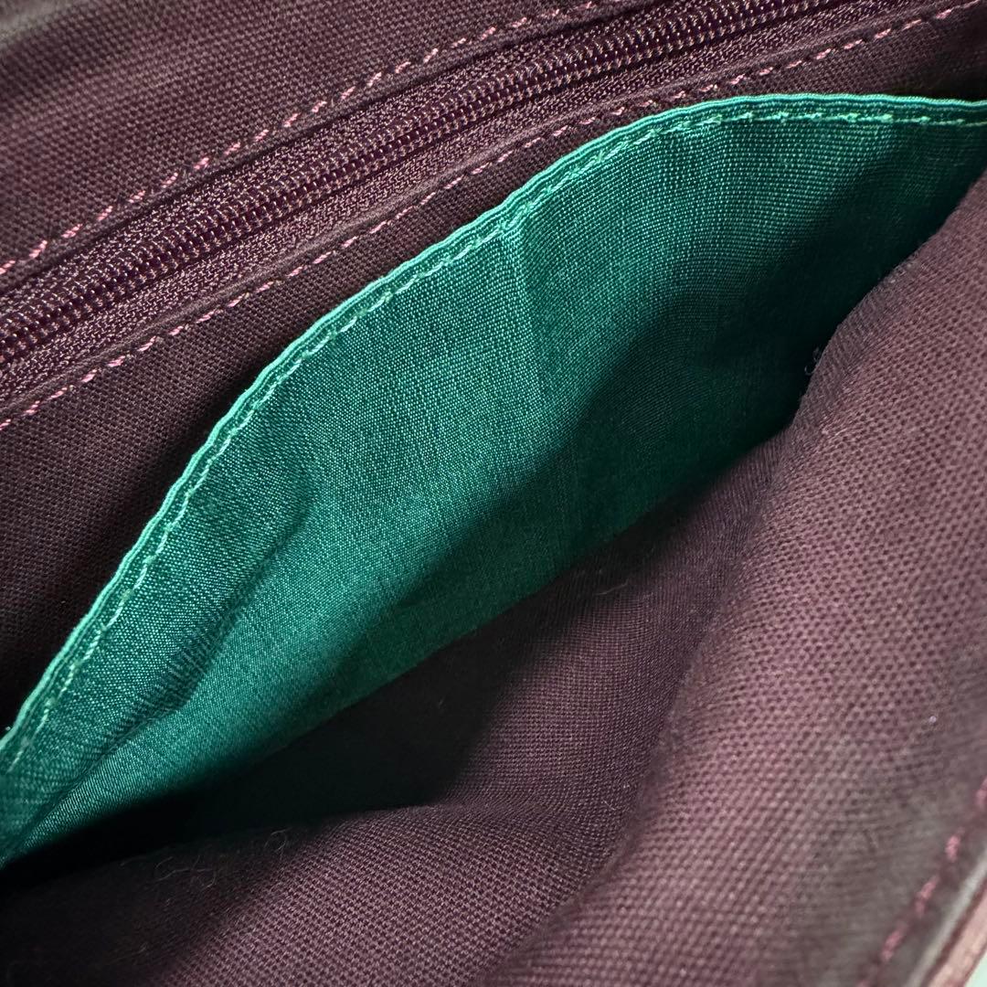 【美品】ポールスミス　ショルダーバッグ　シボ革　マルチストライプ　ボルドー