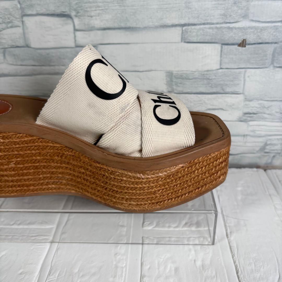 Chloe クロエ　Woodyウェッジエスパドリーユ　ウエッジソール　厚底　ロゴ