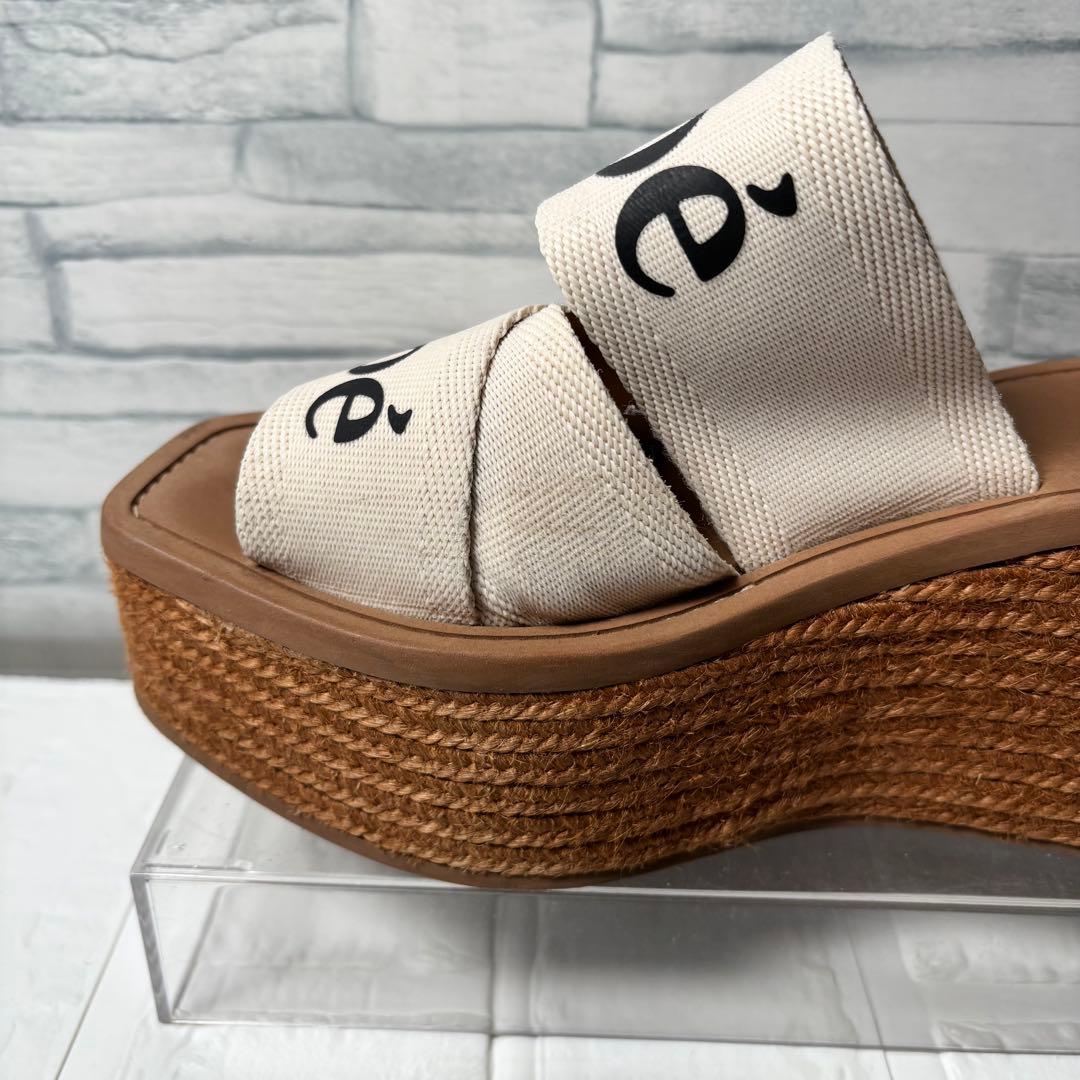 Chloe クロエ　Woodyウェッジエスパドリーユ　ウエッジソール　厚底　ロゴ