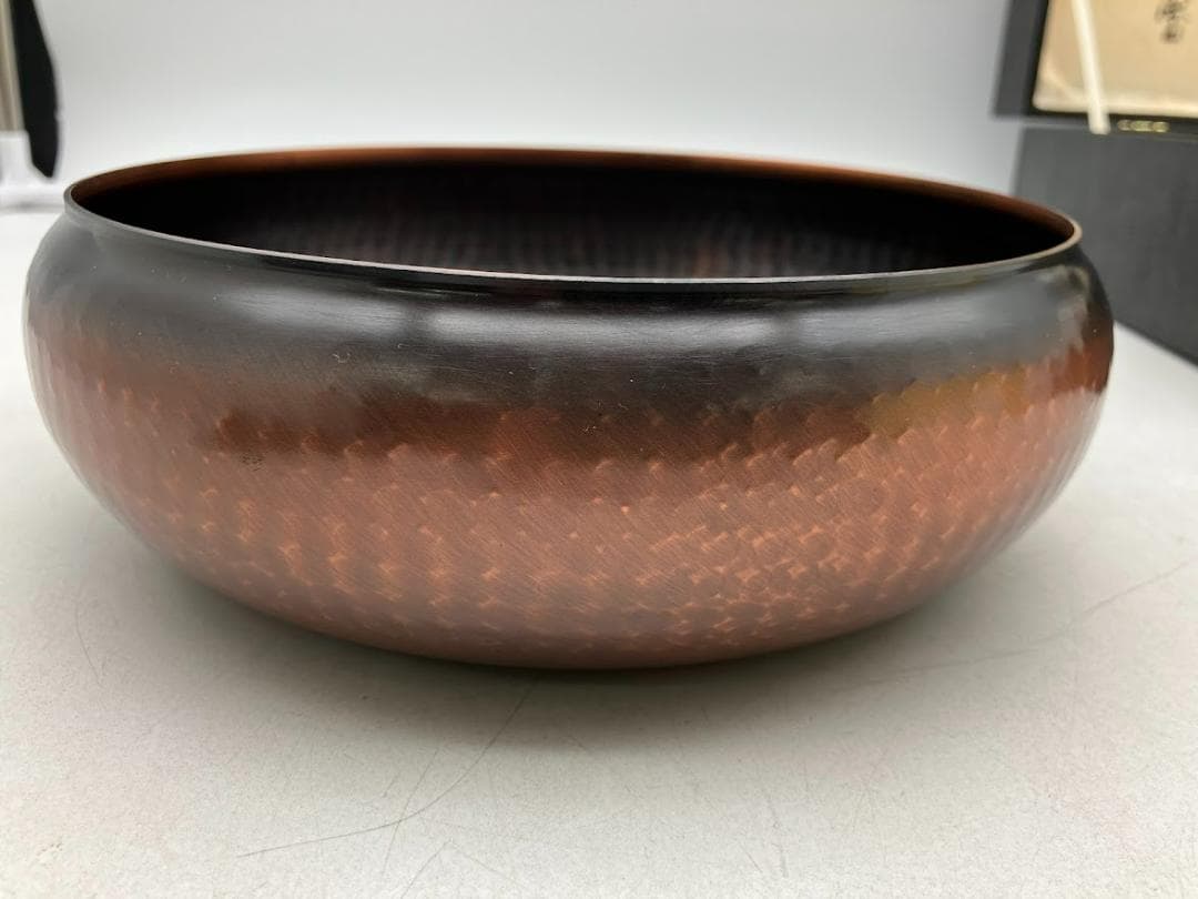 【未使用】純銅製鎚起銅器　杉川堂　菓子入れ