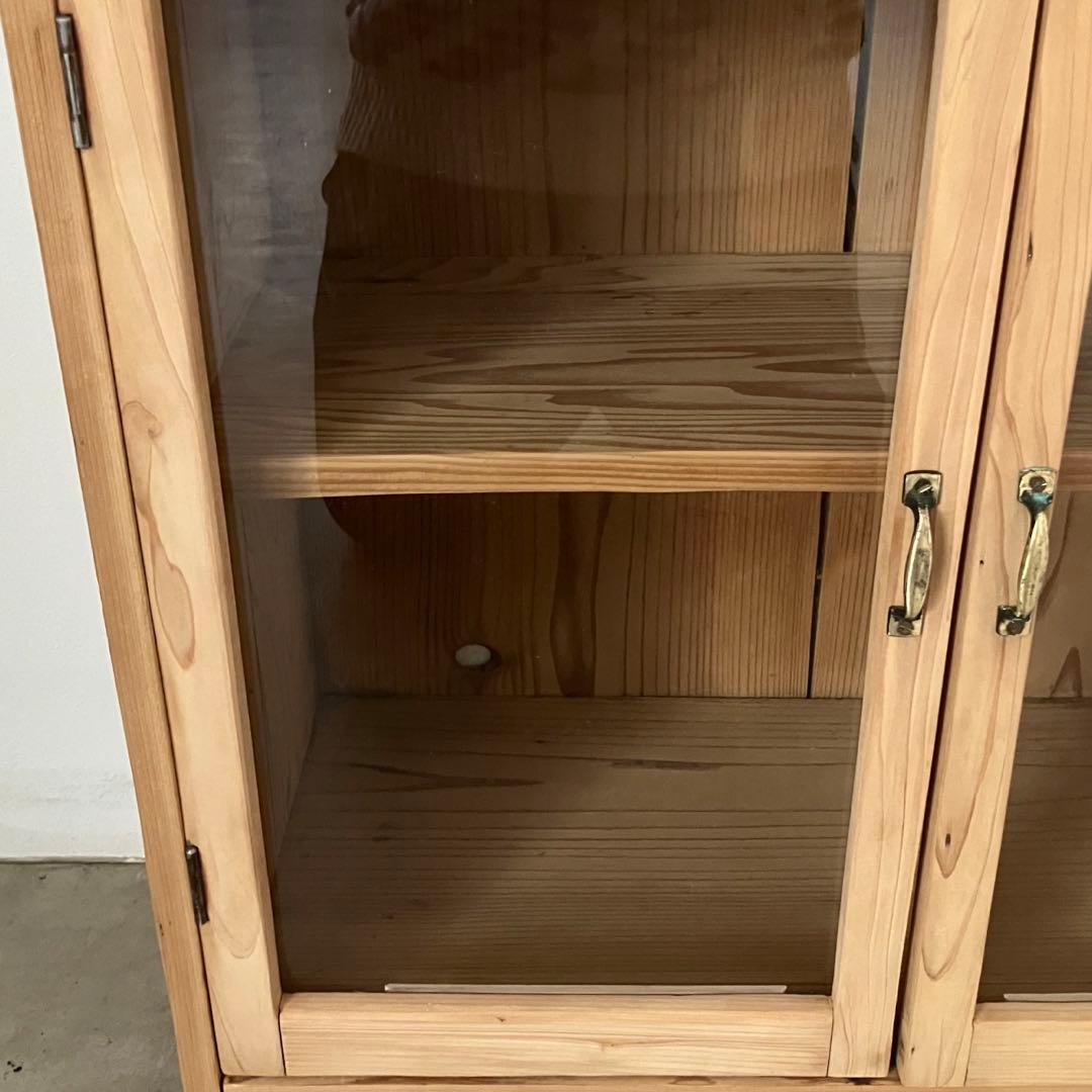 レトロ　アンティーク　古家具　古道具　剥離家具　ストリップド　ガラス棚　シェルフ