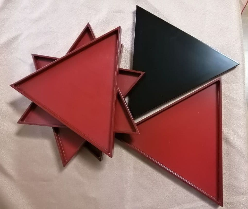 三角　漆　塗　皿　お盆　茶道　懐石　朱　６枚