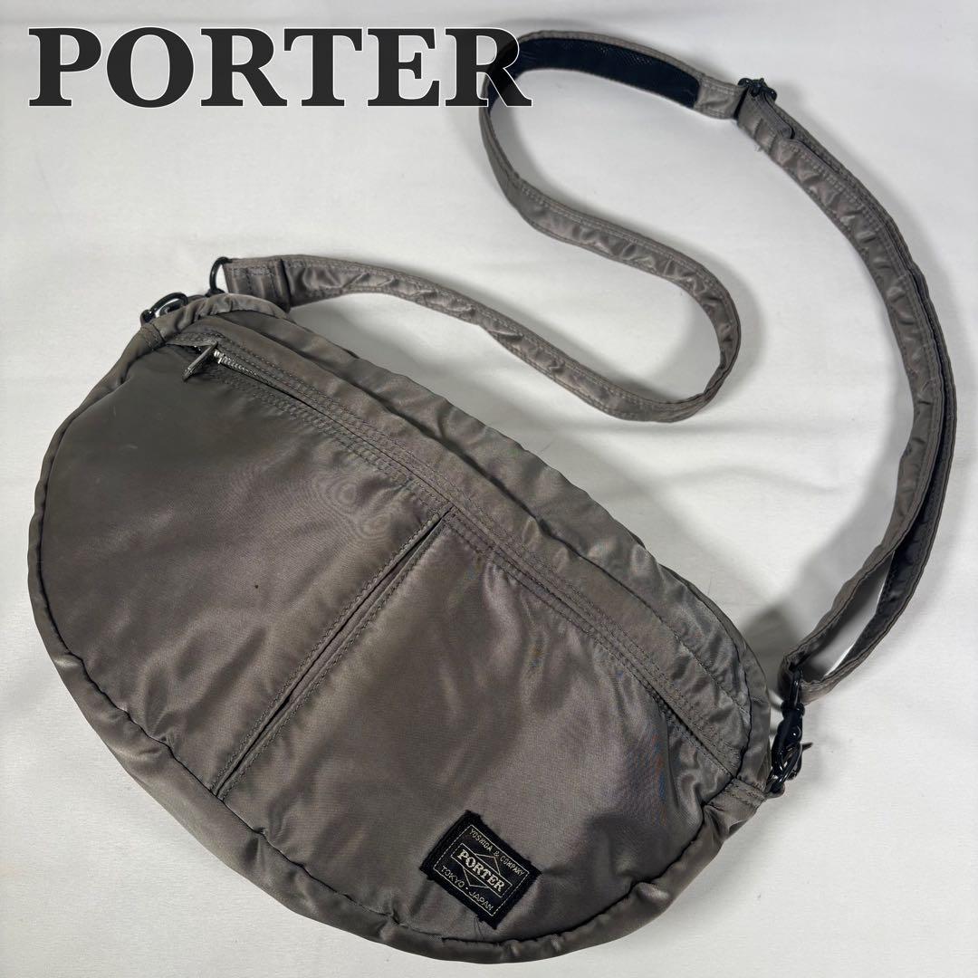 ポーター ショルダーバッグ 斜め掛け タンカー ハーフムーン ナイロン グレー