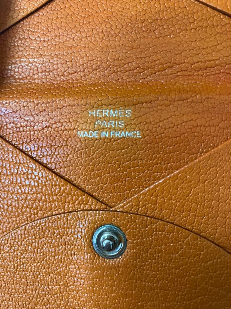 エルメス　HERMES カルヴィ　オレンジ　名刺入れ　カードケース