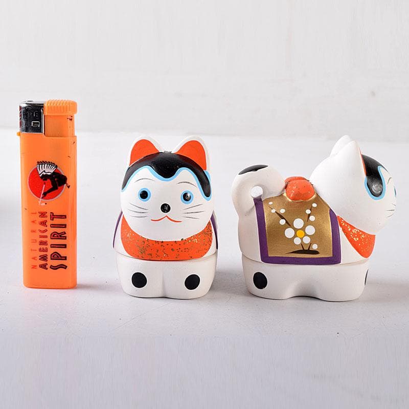 茶道具　京焼　白駒犬　干支香合　縁起物　在銘　2点まとめて　V　8167