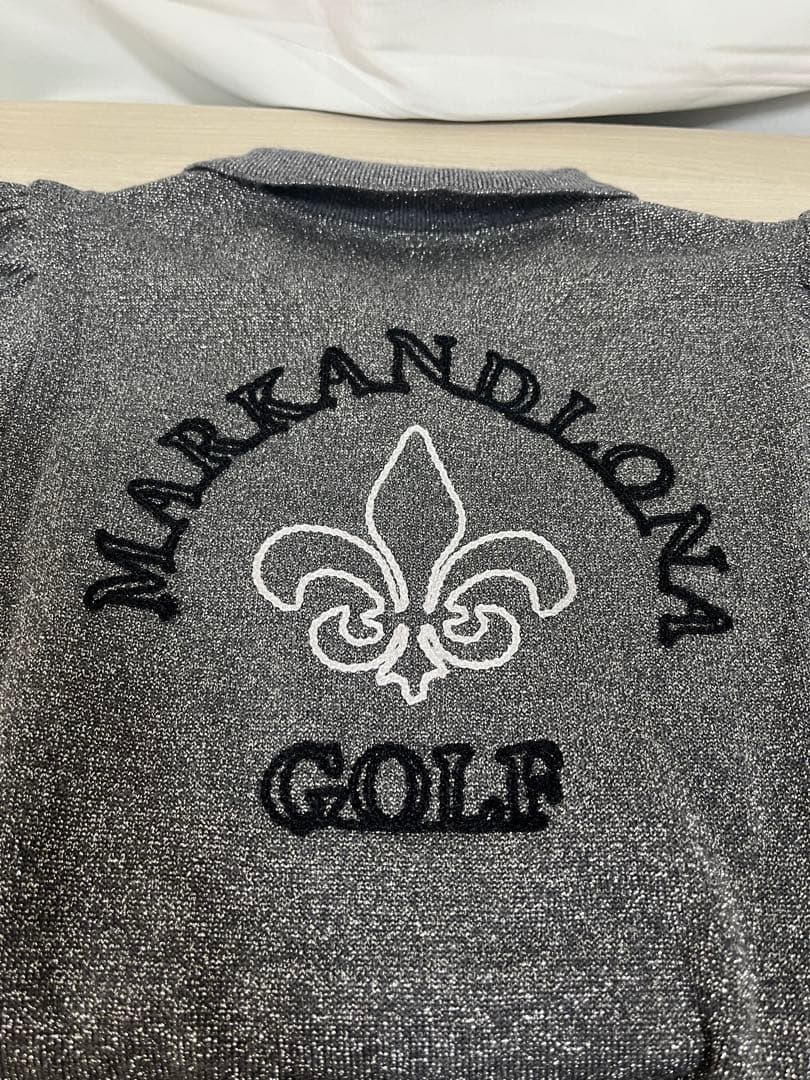 定価5万 MARK&LONA ラメ ニット ポロ 38 グレー パフスリーブ 冬