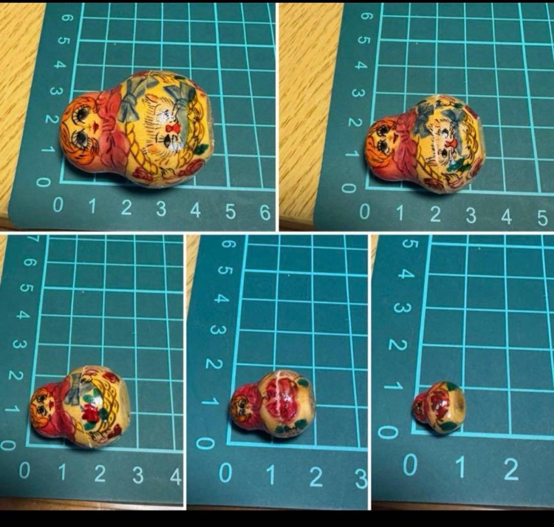 ヴィンテージ ロシア　デザイナーズ　猫と女の子マトリョーシカ　長期保存