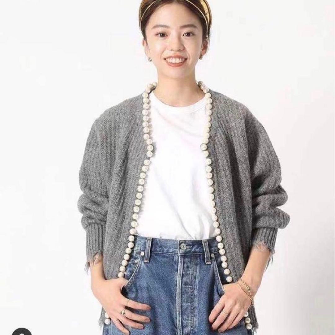 MADISONBLUE パール ダメージカーディガン