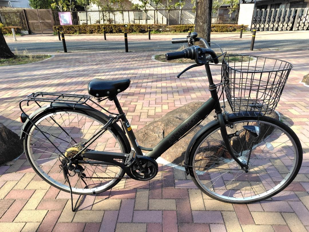 シティサイクル 27インチ 6段変速 LEDオートライト 黒ブラック