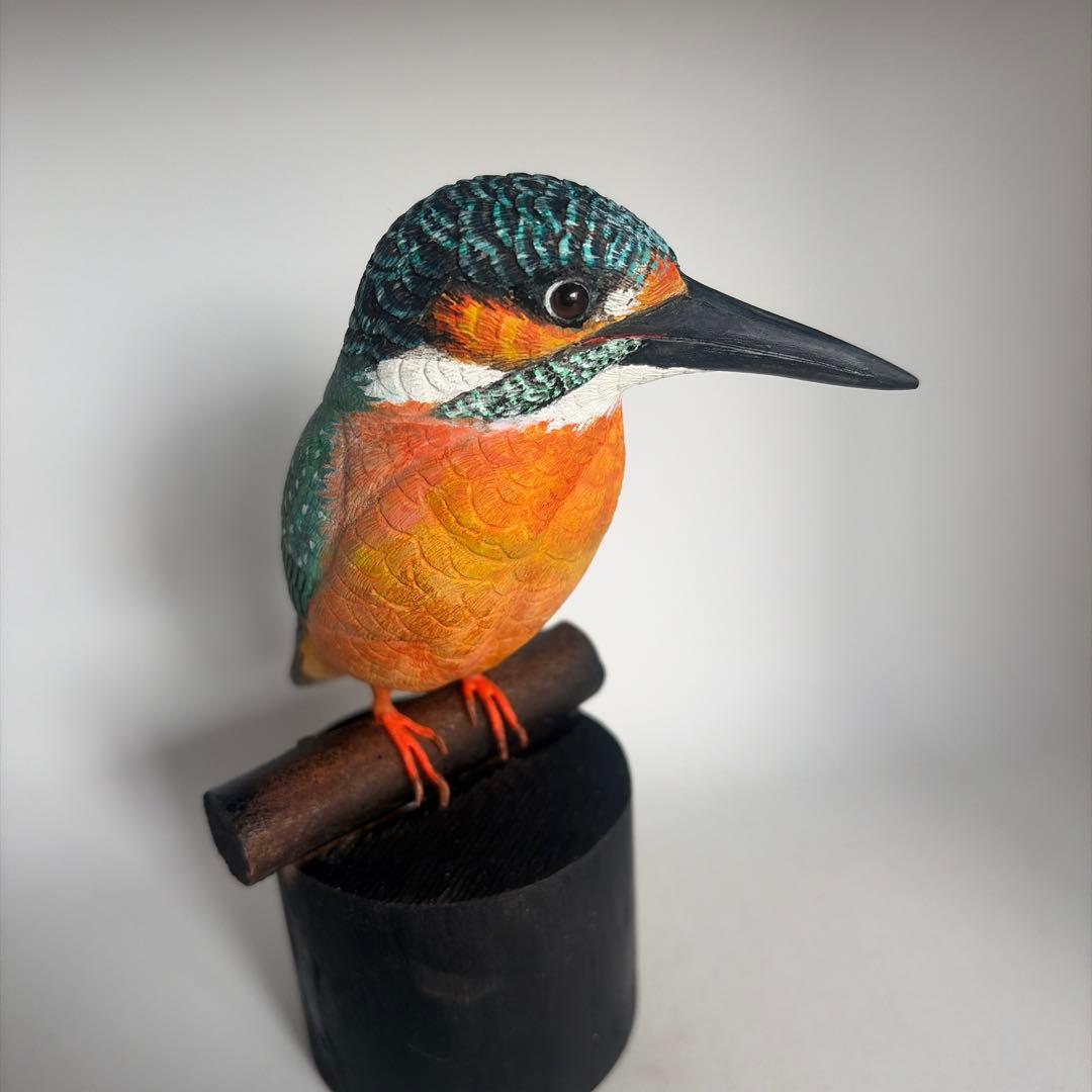 「カワセミ」 木彫りの野鳥　バードカービング　野鳥彫刻