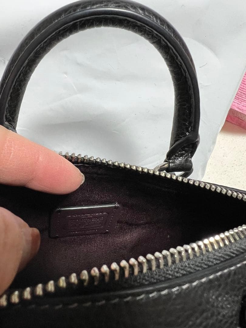 COACH ブラックレザー ハンドバッグ　ショルダーバッグ