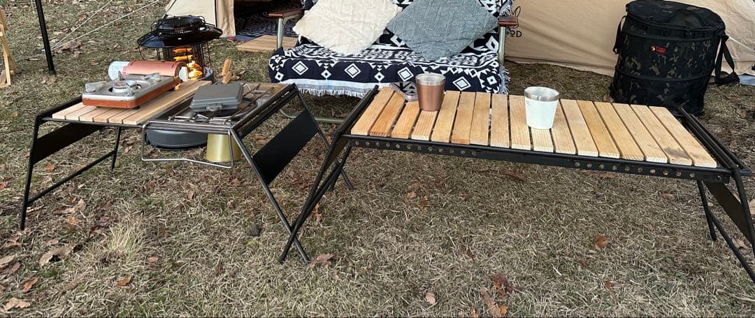 アウトドアテーブル ナチュラルウッドアイアンテーブル