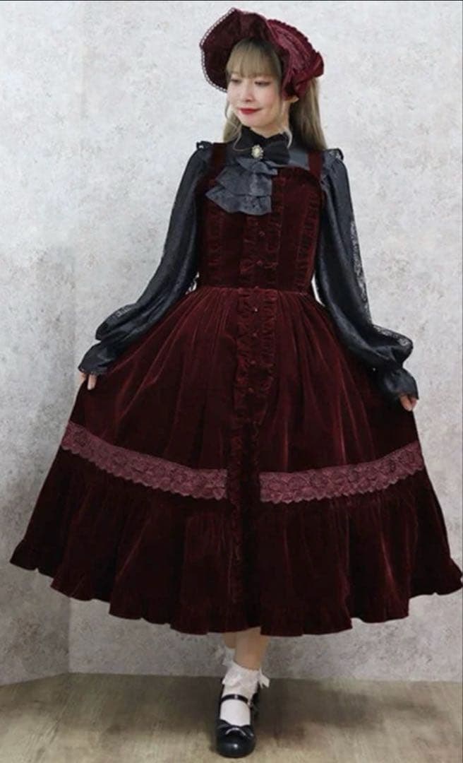 axes femme kawaiiベルベットドールジャンスカ（ワイン）