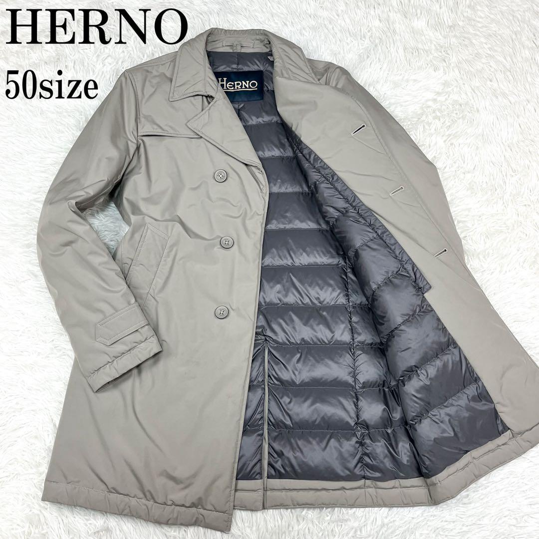 希少 ヘルノ ダウンジャケット チェスターコート型 ロゴプレート ダウンコート
