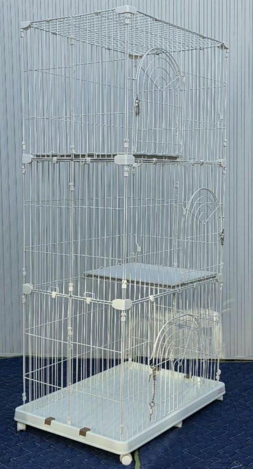 直接引き取り限定アイリスオーヤマ PEC-903 ホワイトキャットケージ 3段