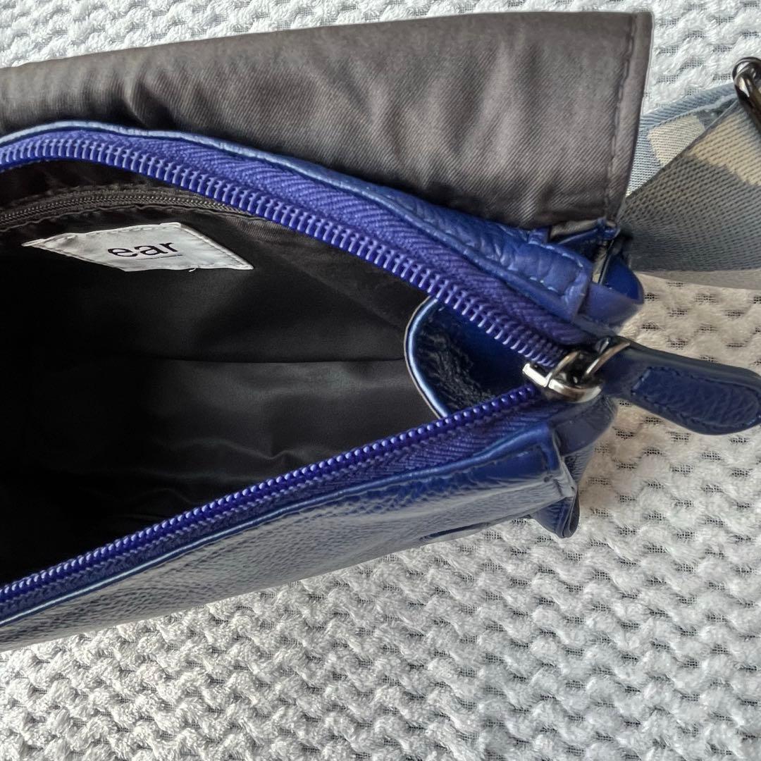 イアパピヨネ 柄ワイドテープショルダーバッグ ダルメシアン ボディバッグ ブルー