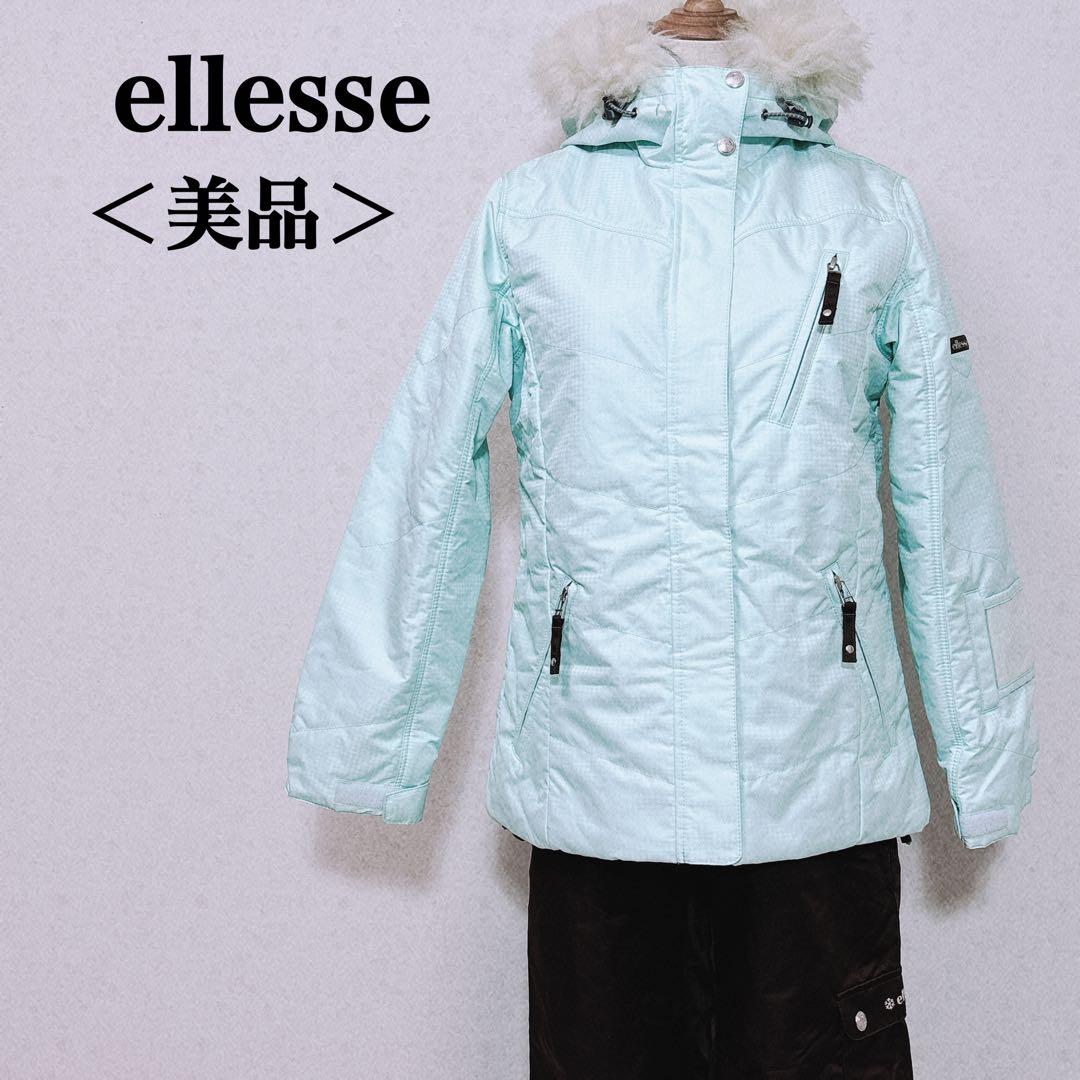 美品 ellesse スキーウェア 上下セット S ミントグリーン ブラウン