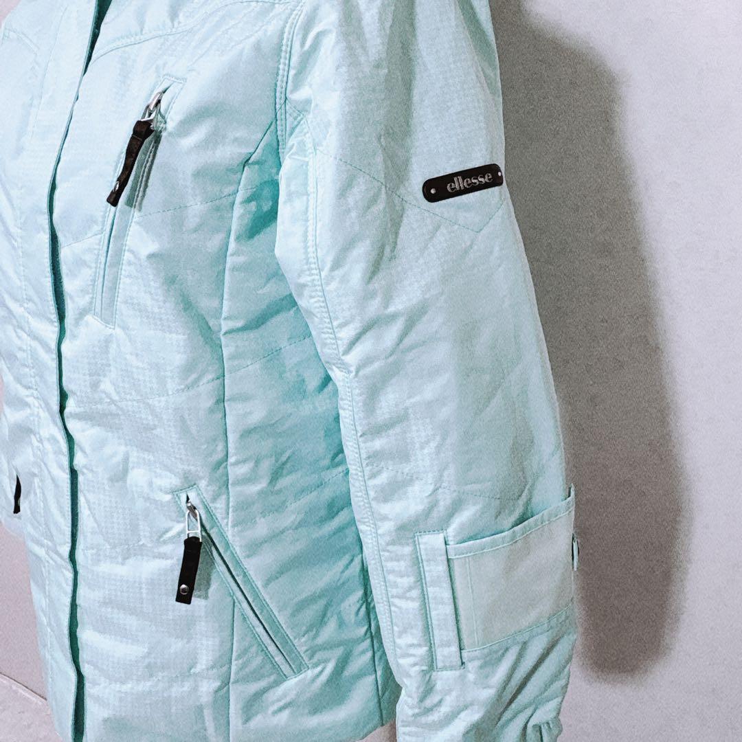 美品 ellesse スキーウェア 上下セット S ミントグリーン ブラウン