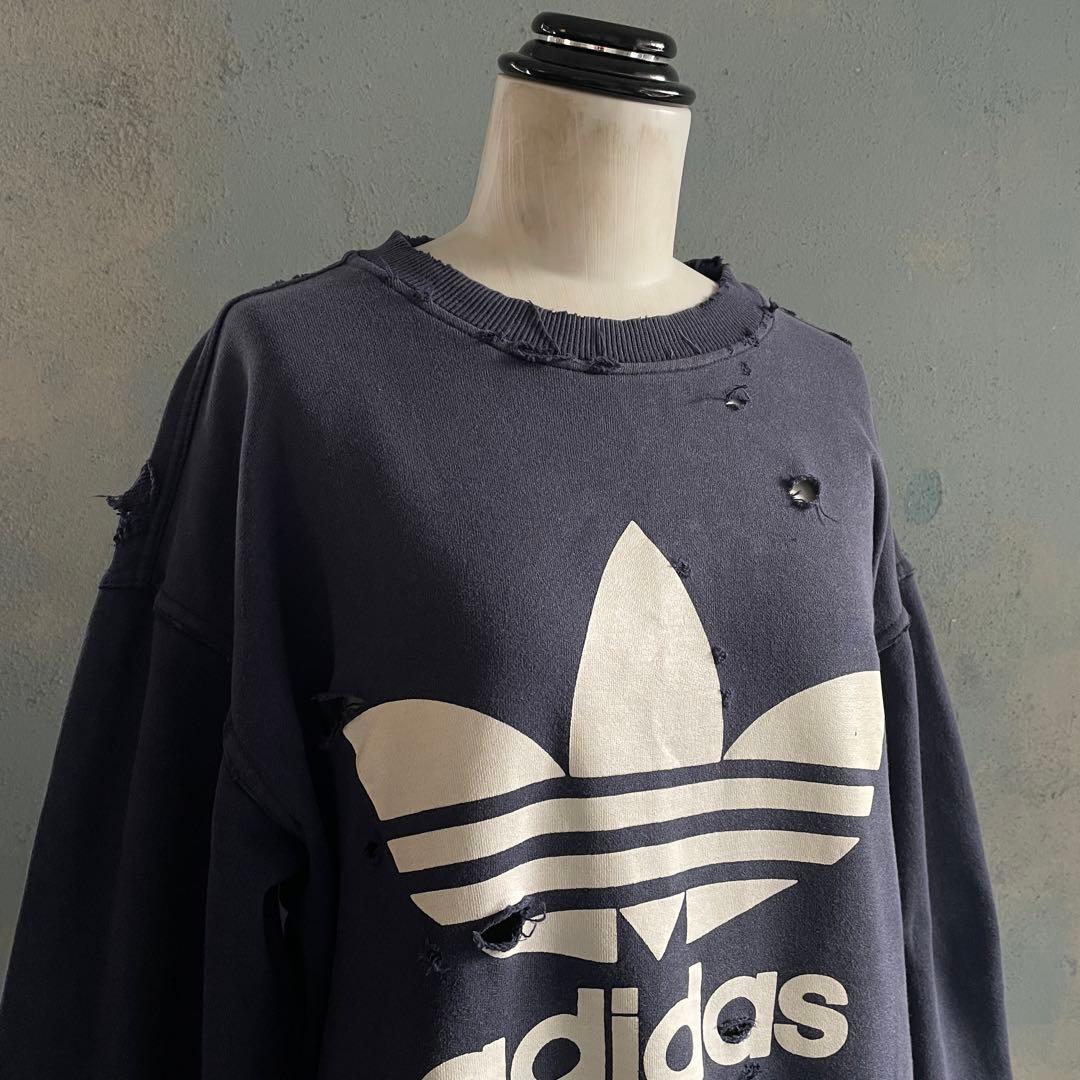 90's 銀タグ“adidas“短丈”grange boro sweat