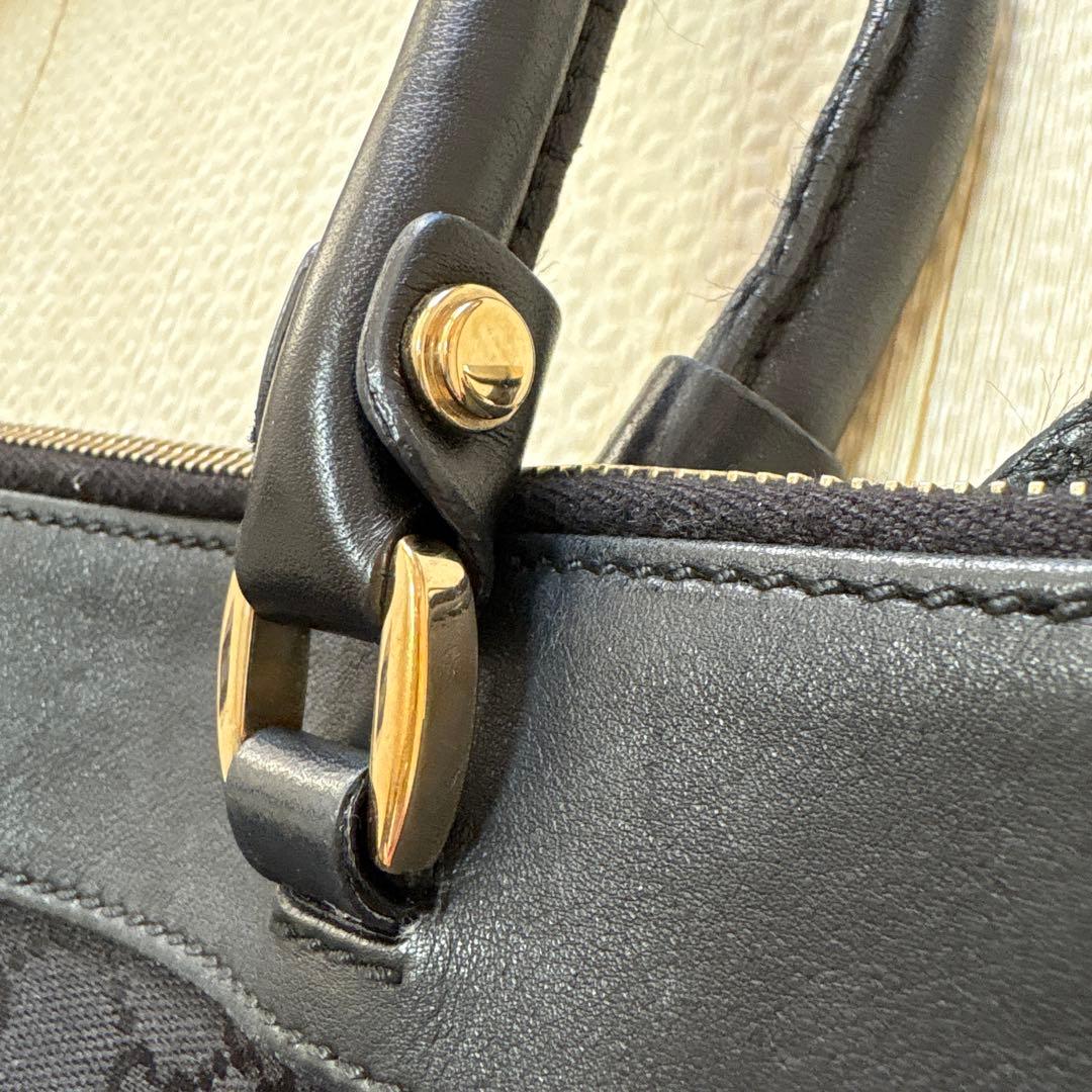 GUCCI グッチ　レザー×キャンバス地　ゴールド金具