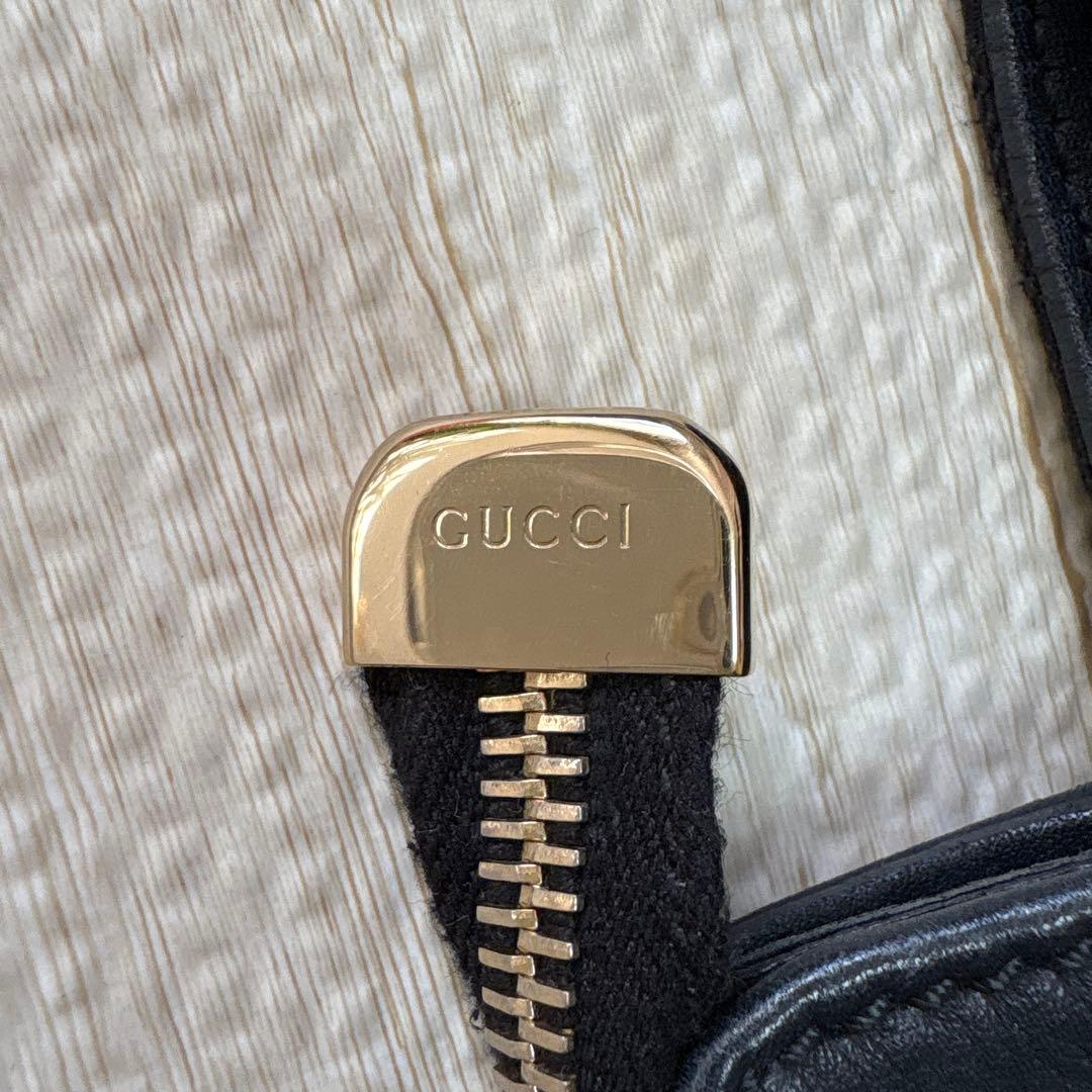 GUCCI グッチ　レザー×キャンバス地　ゴールド金具