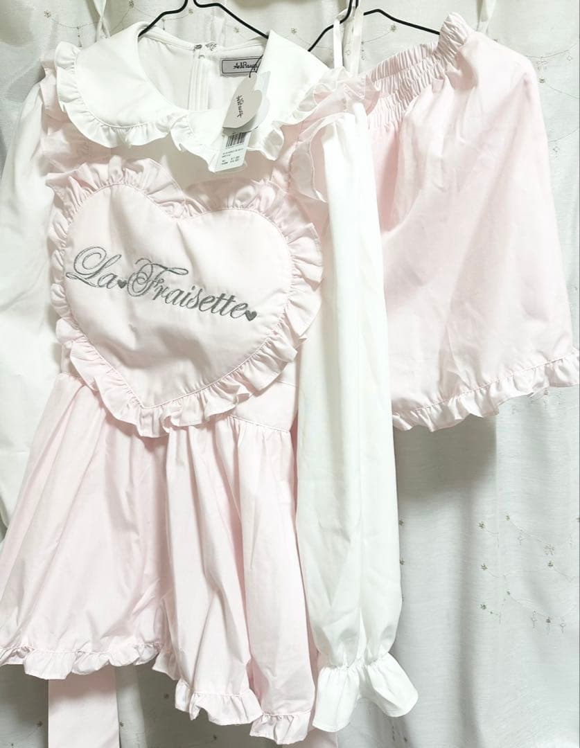 Ank Rouge ハートエプロン セットアップ ピンク