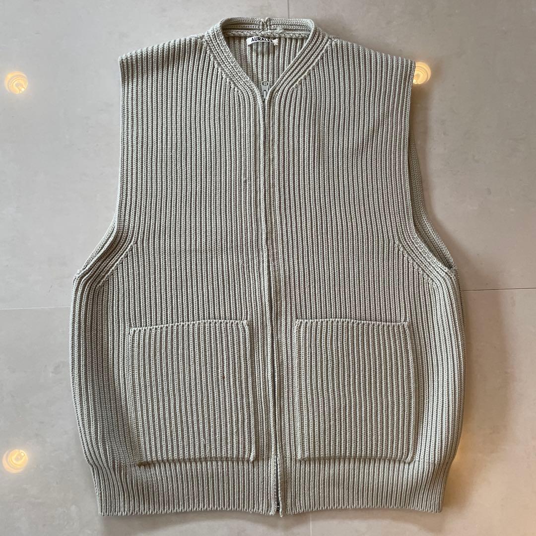 AURALEE ミントグリーン ジップアップニットベスト