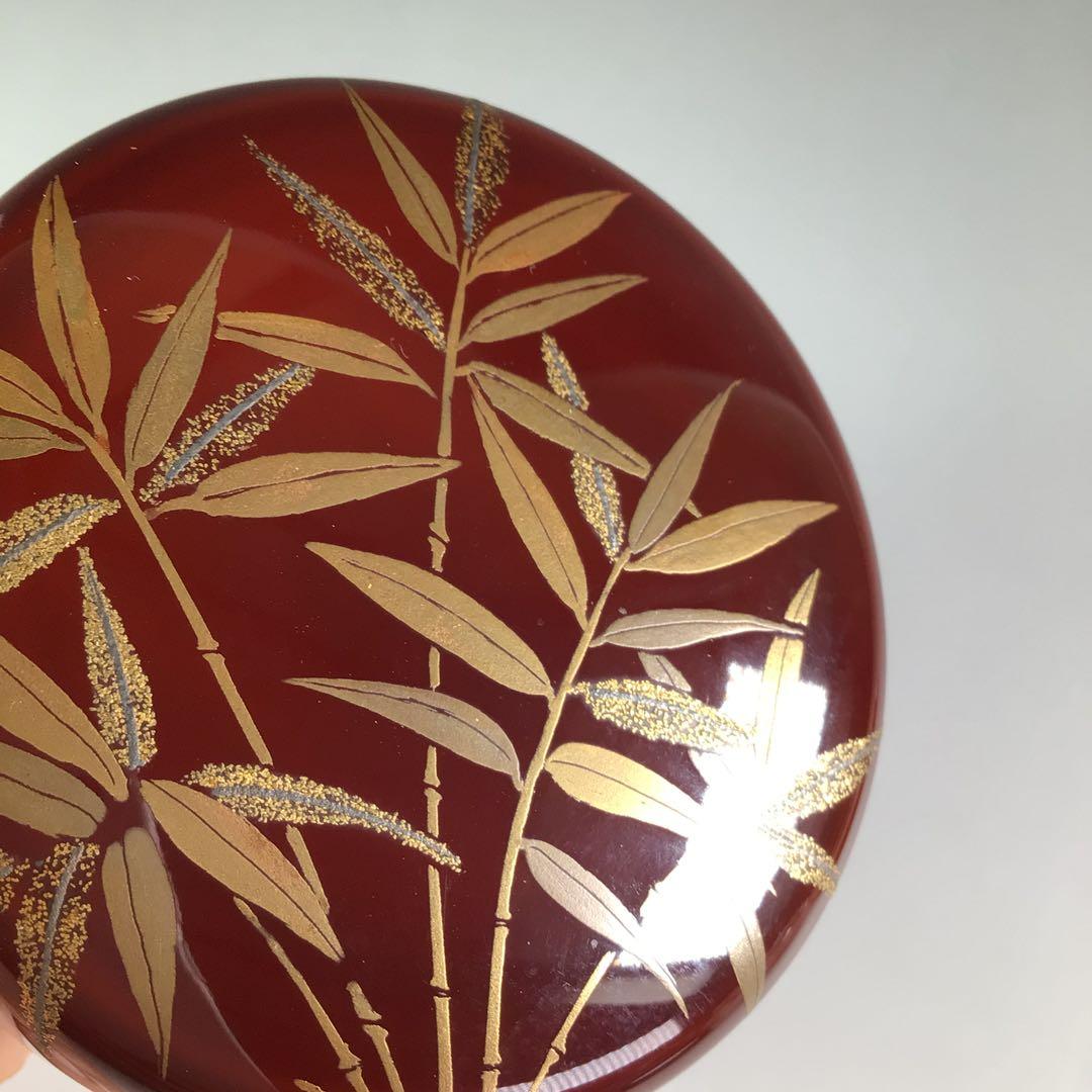 Ｒ５０８　棗　『純一作』『溜塗』『笹蒔絵』『中棗』　共箱　茶道具