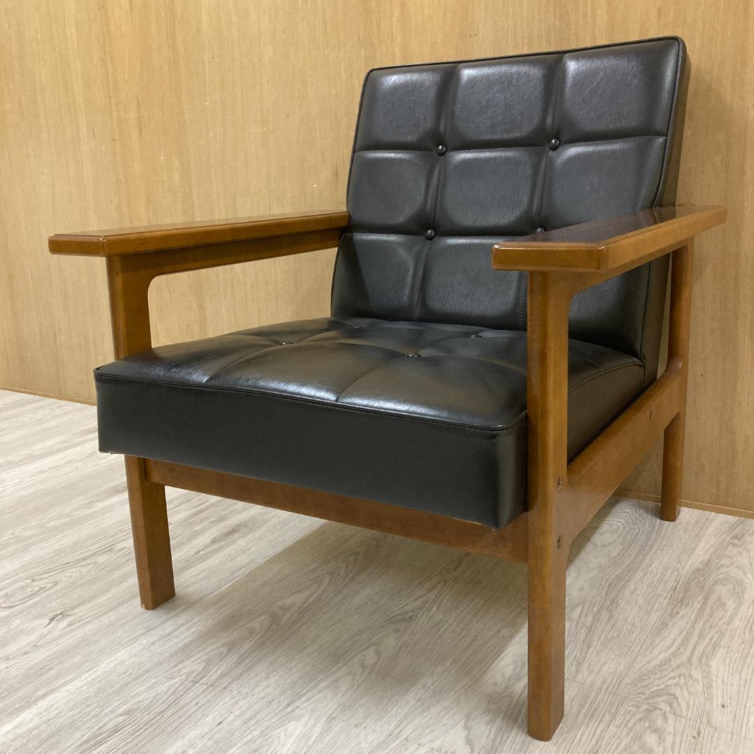 【カリモク】Kチェア スタンダードブラック ワイドアーム 1Pソファ B