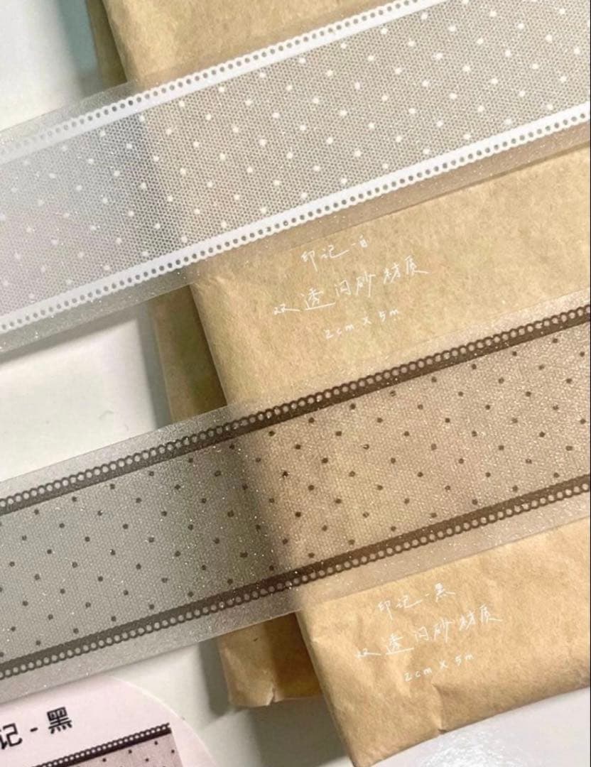 闪砂 印记-黑 白 2cm×5m２点セット 海外マスキングテープ レース