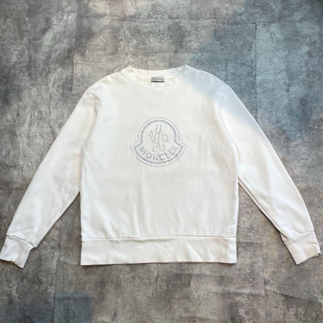 MONCLER モンクレール ロゴ ラインストーン スウェット ホワイト