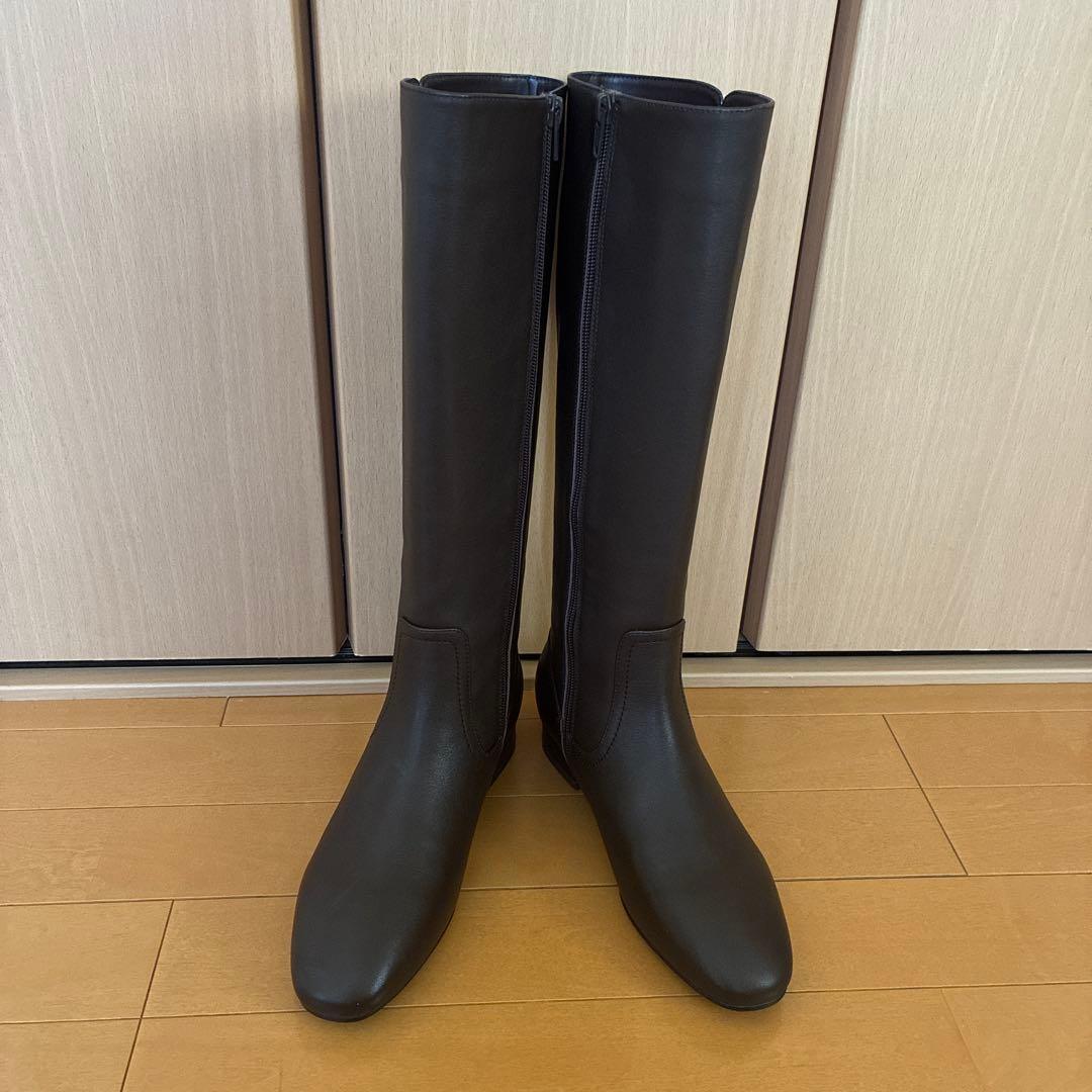 【未使用品】リズラフィーネ　本革ロングブーツ　ダークブラウン　24cm
