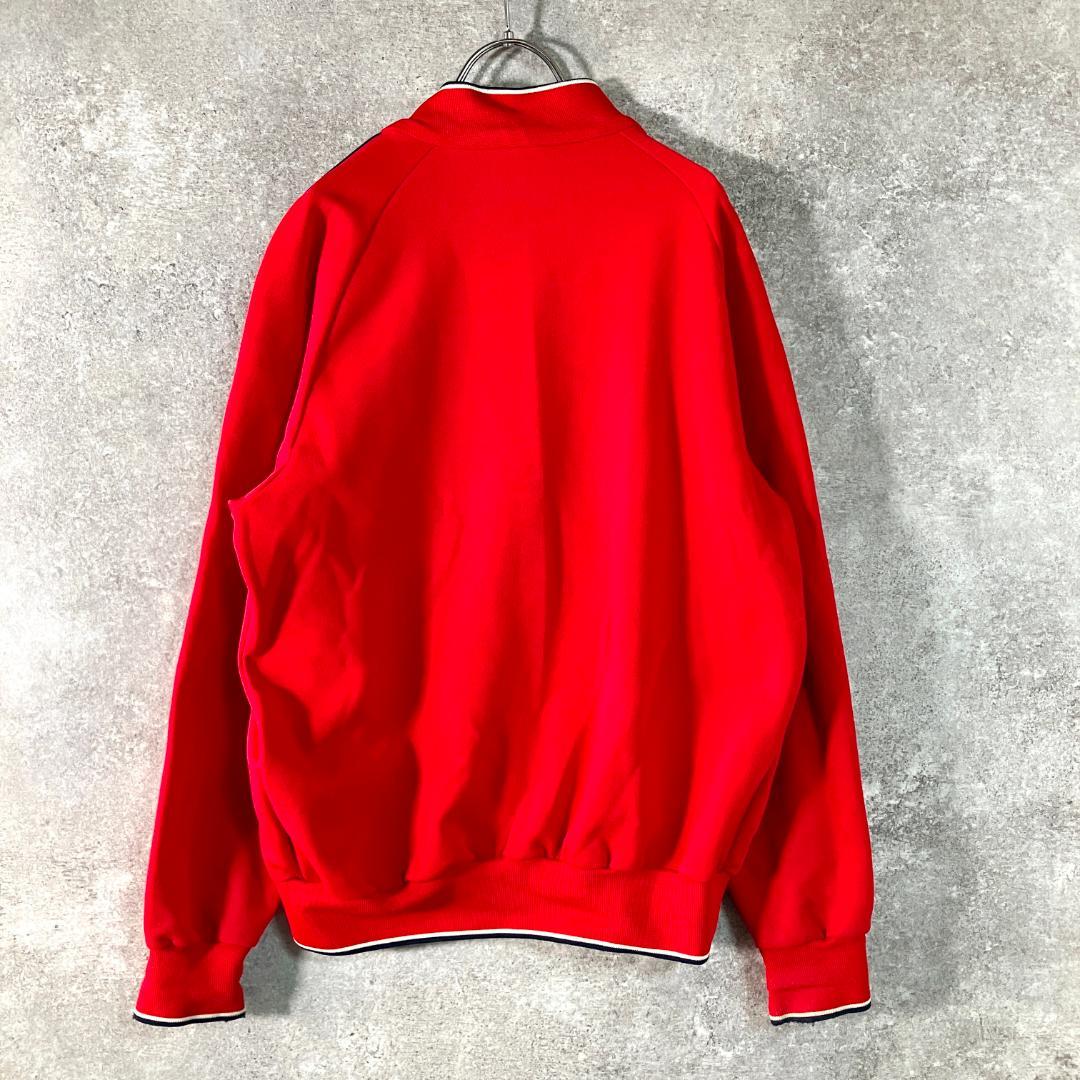 70s adidas　トラックジャケット　ジャージ　レッド　ロゴ　デサント
