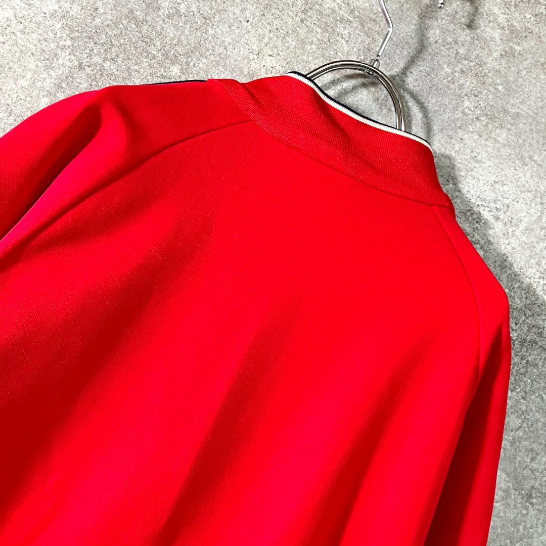 70s adidas　トラックジャケット　ジャージ　レッド　ロゴ　デサント