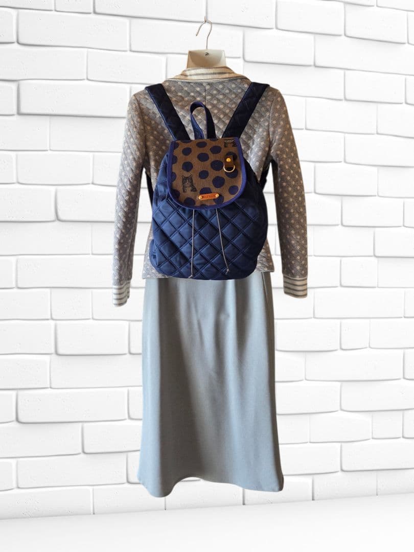 JUNE①　巾着リュック　エチノ×ナイロンキルト　ハンドメイド