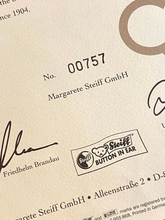 シュタイフ Muffler 1934 レプリカ テディベア676239 証明書付