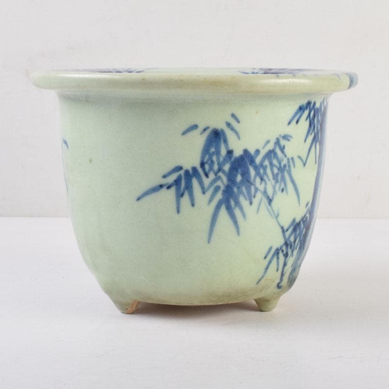 瀬戸焼　古瀬戸　青磁染付　竹文鉢　植木鉢　C　8792