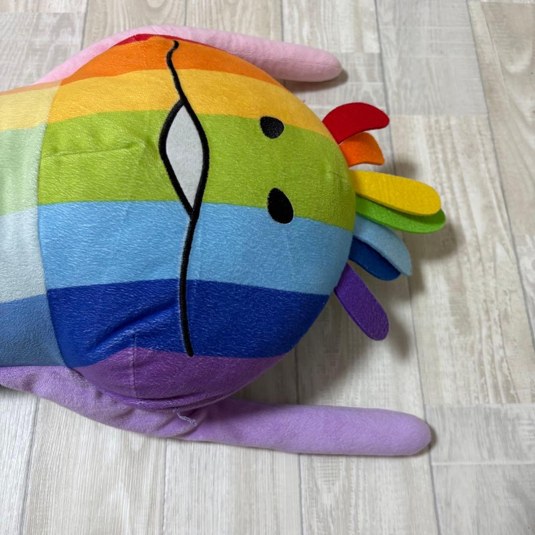 希少　レインボーなめこ 筒形クッション　おさわり探偵なめこ BIGFUNGHI