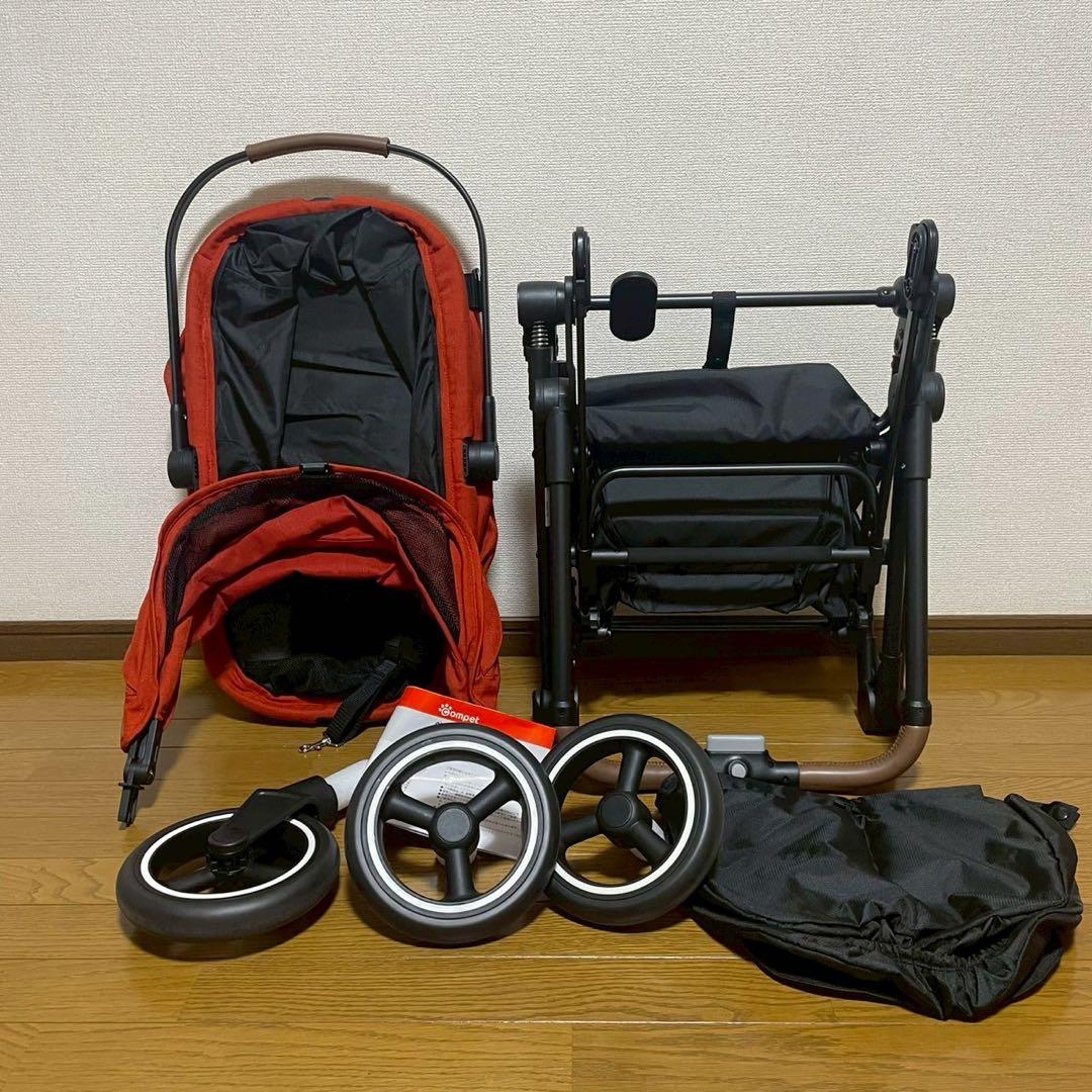 【美品】コンビ コムペット ルルテイル キャリー レッド　ペットカート