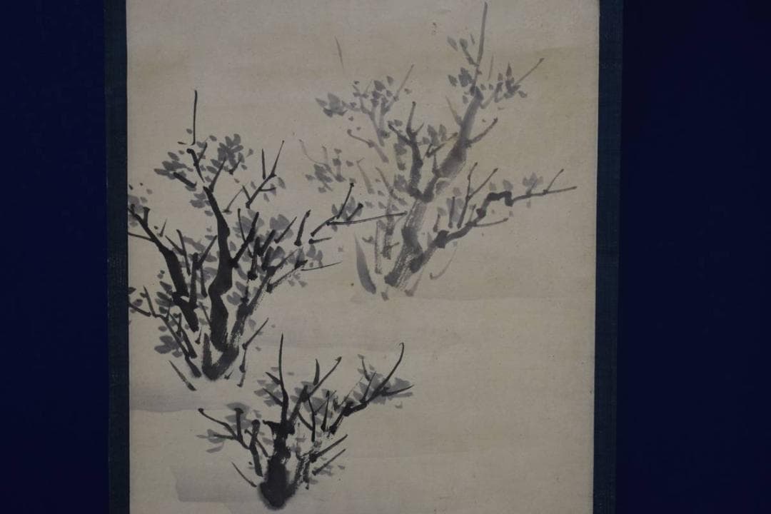 真作/紀治直（画）/東福寺/臥雲指月（賛）/梅画賛/布袋屋掛軸HD-746