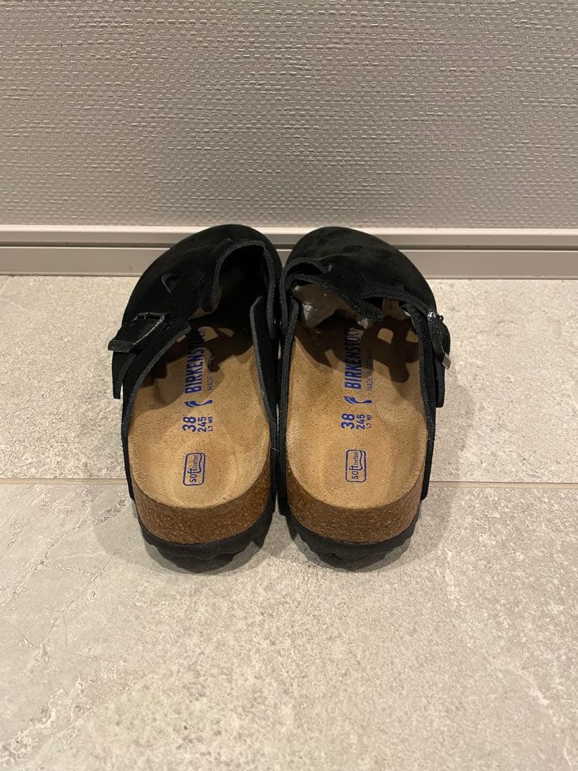 美品 ビルケンシュトック ボストン 38 ナロー　ブラックスエード 24.5