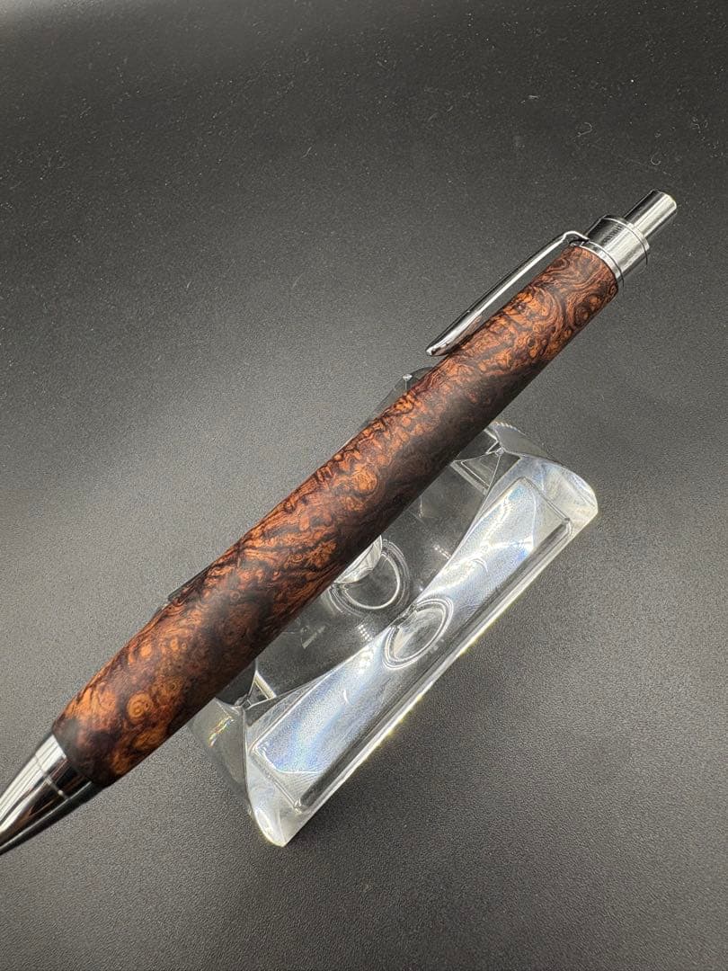 495極上　ホンジュラスローズウッド　瘤杢　木軸シャーペン　ボールペン