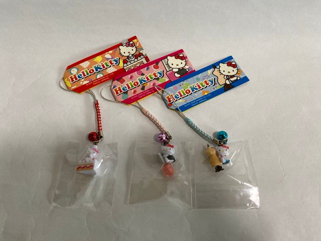 キティ　根付　職業　3セット　スイーツ　アパレル　ネイル