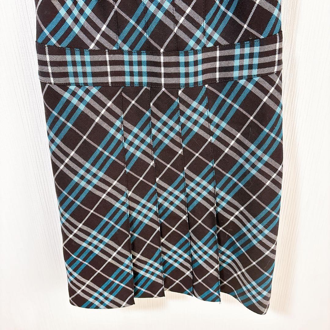 【美品】バーバリー　チェック　ノースリーブ　ロゴ　ミニワンピース　ホース刺繍