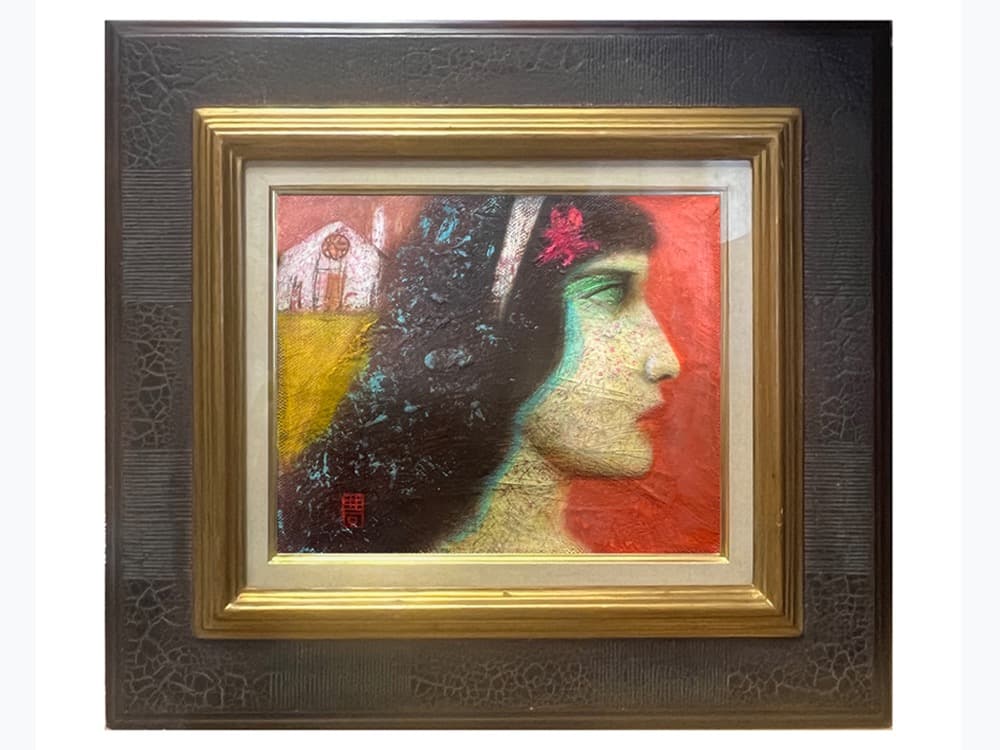 佐々木豊、画家、女の横顔、洋画、 油彩、原画