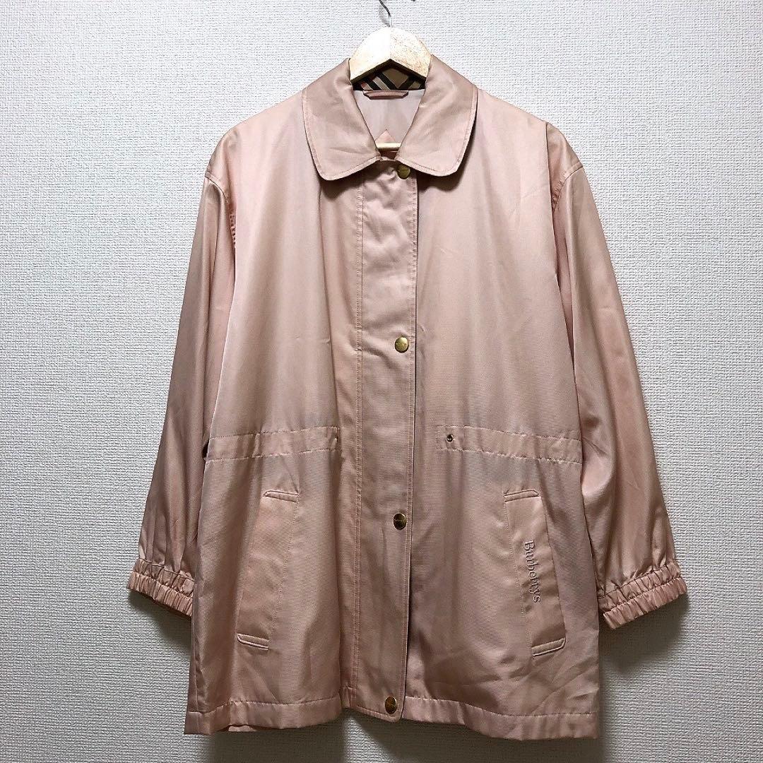 バーバリー　ブルゾンコート　金ボタン　ピンク　ノバチェック