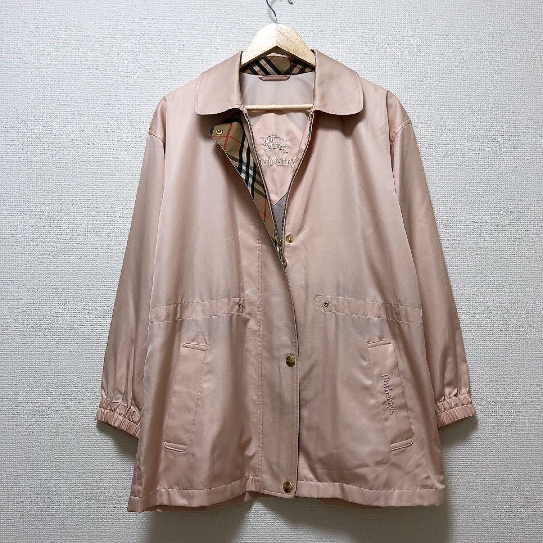 バーバリー　ブルゾンコート　金ボタン　ピンク　ノバチェック